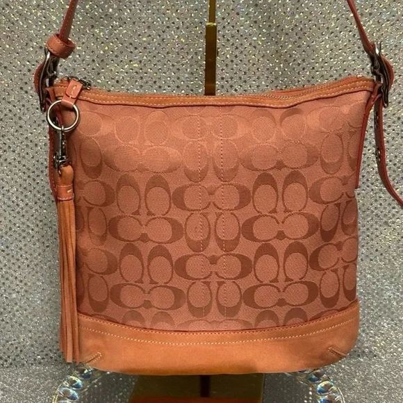 🌟SOLD🌟 Coach Vintage Signature Slim Duffel Brown/Khaki Crossbody Bag EUC - Picture 1 of 16